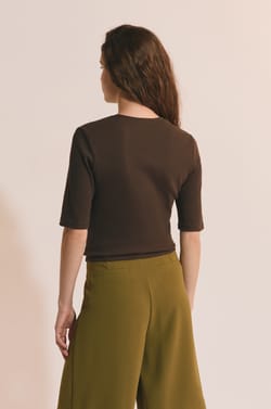 T-shirt manches 3/4 en coton;${refinementColor}