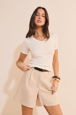 V-neck T-shirt with modal cotton;${refinementColor}
