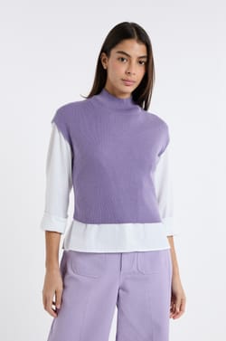 Pull sans manches col montant;${refinementColor}