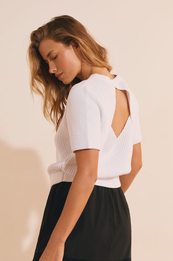 Short-sleeved Sweater with Cotton;${refinementColor}