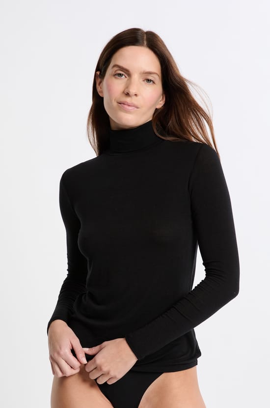 T-shirt thermique col roulé avec cachemire;${refinementColor}