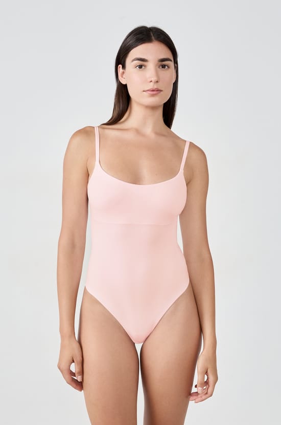 Microfiber bodysuit with integrated bralette;${refinementColor}