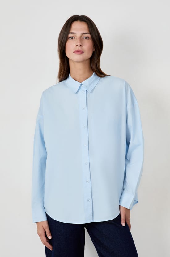 Chemise manches longues en popeline;${refinementColor}