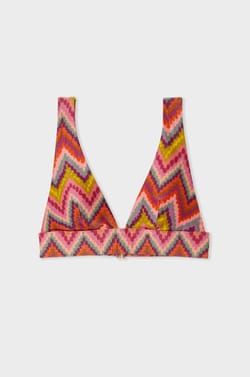 Patterned triangle bikini top;${refinementColor}