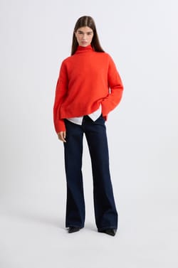 High Neck Cashmere Sweater;${refinementColor}