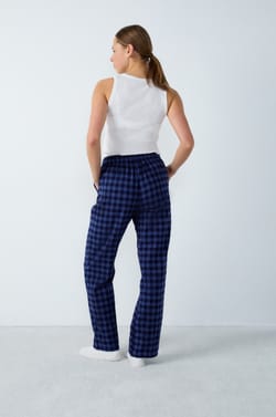 Checkered Cotton Pyjama Bottoms;${refinementColor}