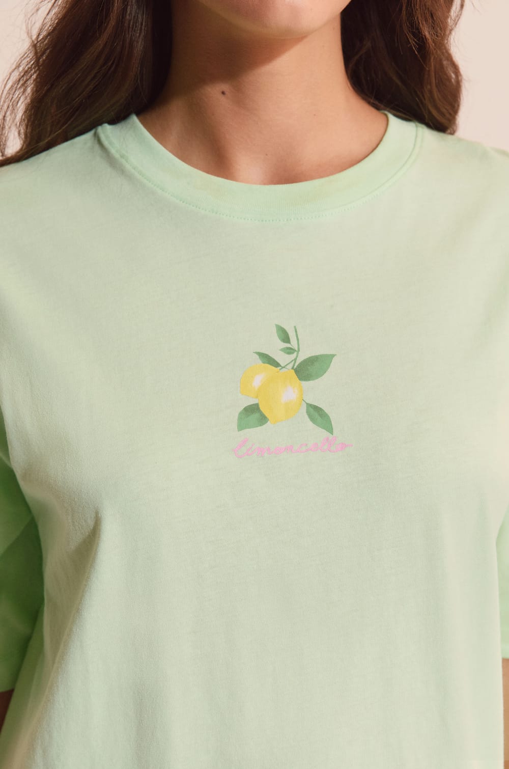 Chemise de nuit en coton &agrave; motif citron;${refinementColor}