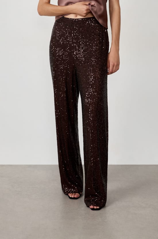 Wide-leg sequin trousers;${refinementColor}