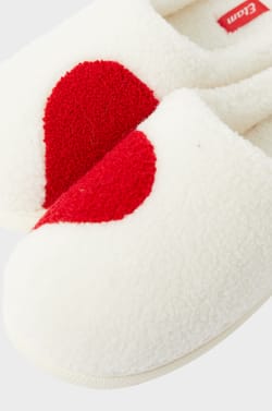 Chaussons mules en fausse fourrure à motif coeur;${refinementColor}