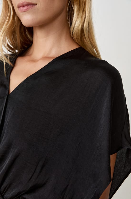 Short-sleeved Satin Top;${refinementColor}