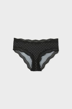 Braga culotte con bordes de encaje de microfibra;${refinementColor}