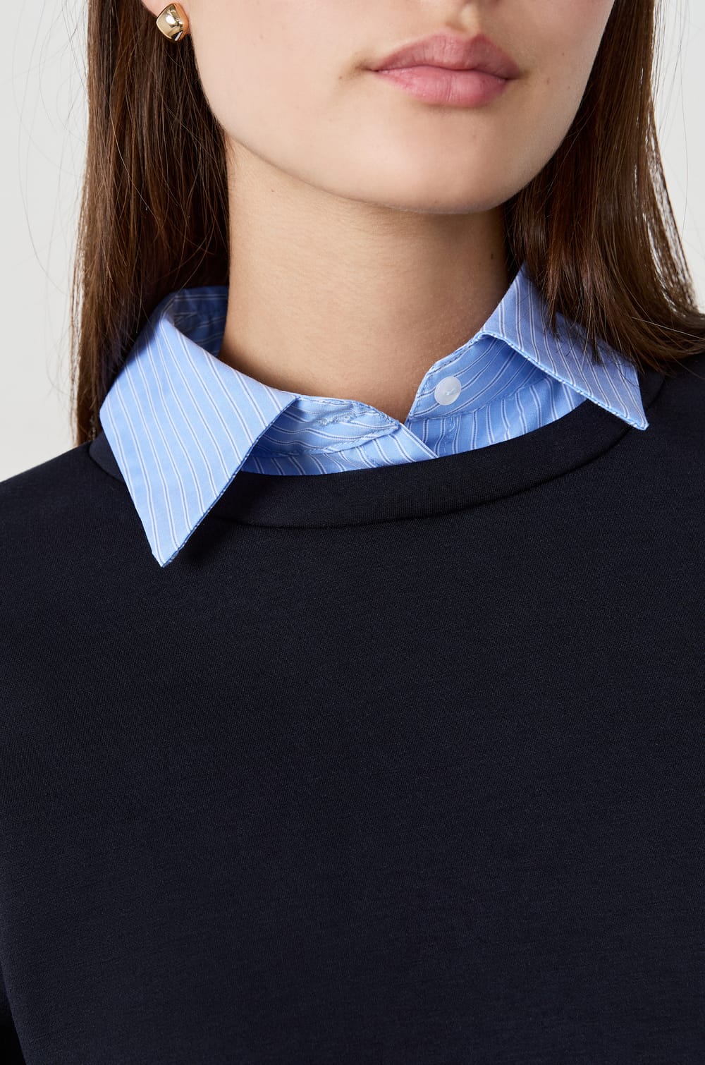 Sweatshirt with Shirt Collar;${refinementColor}