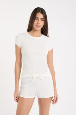 Camiseta de pijama de cuello redondo de algod&oacute;n;${refinementColor}