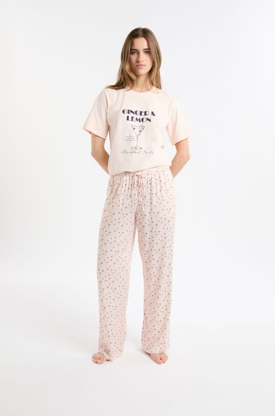 Pyjama-Hose mit Mocktail-Motiven;${refinementColor}
