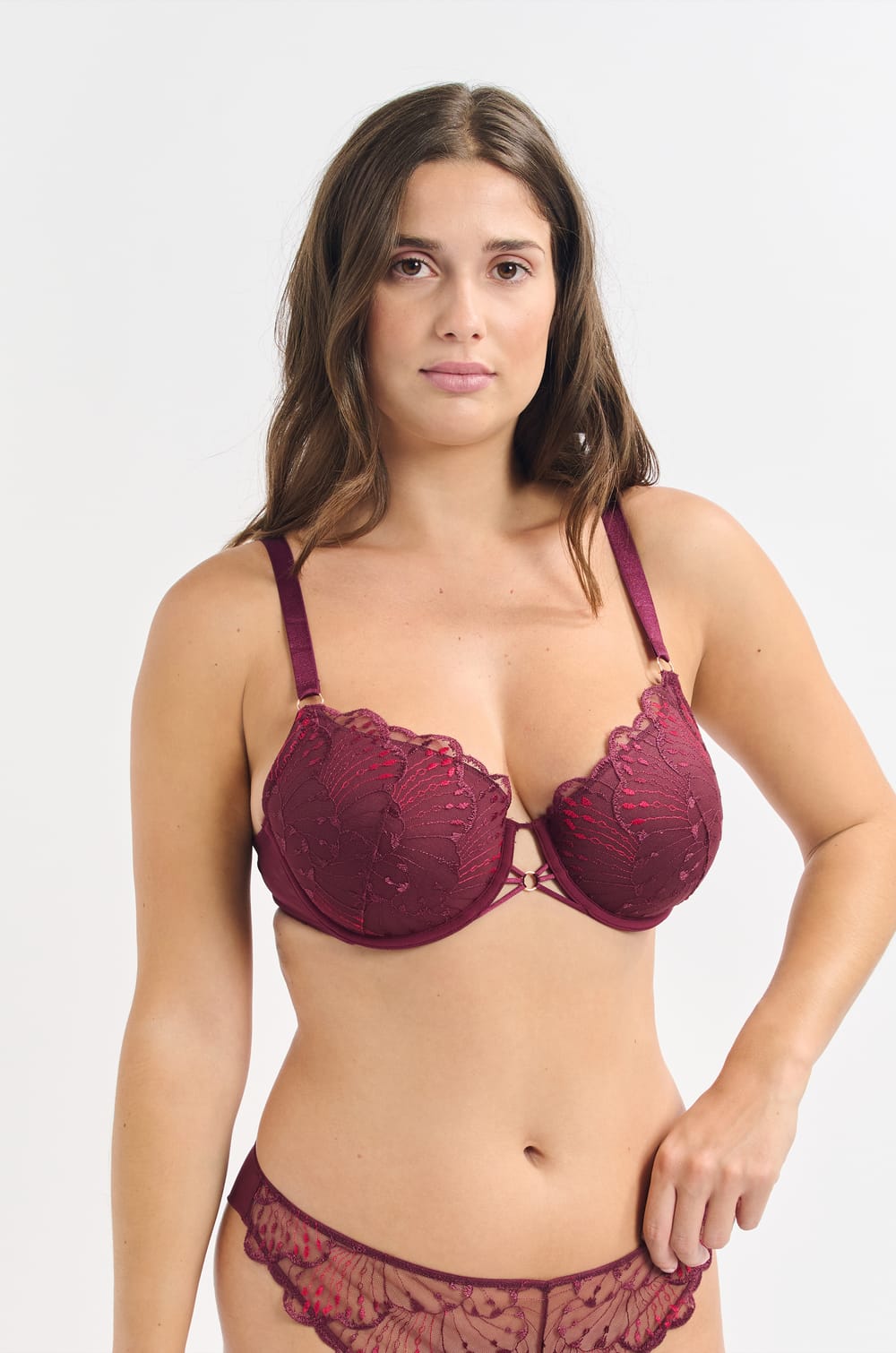 Bra No.4 - The lightly lined in floral embroidery;${refinementColor}