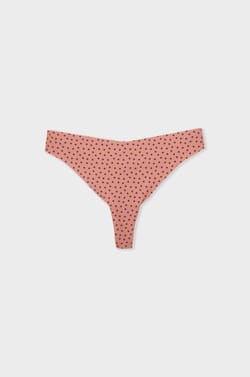 Tanga en microfibre sans couture à motifs coeurs;${refinementColor}