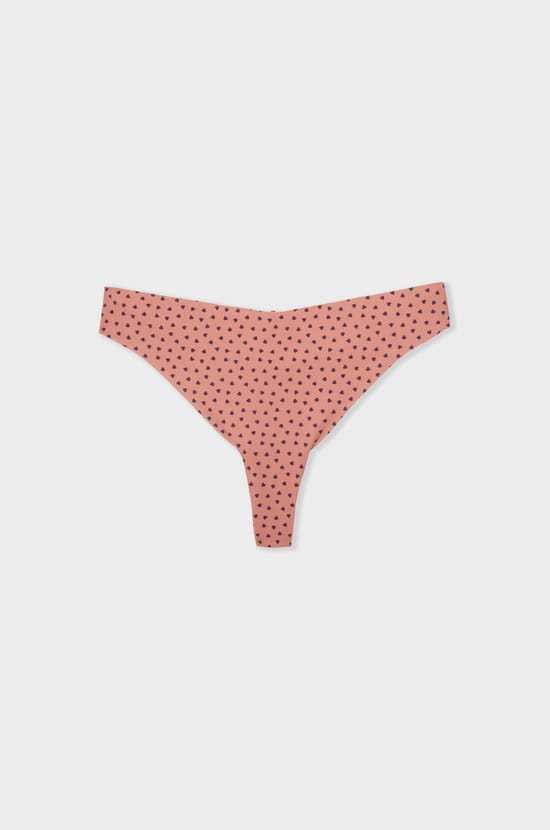 Tanga en microfibre sans couture à motifs coeurs;${refinementColor}
