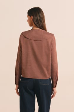 Chemise col claudine &agrave; carreaux;${refinementColor}