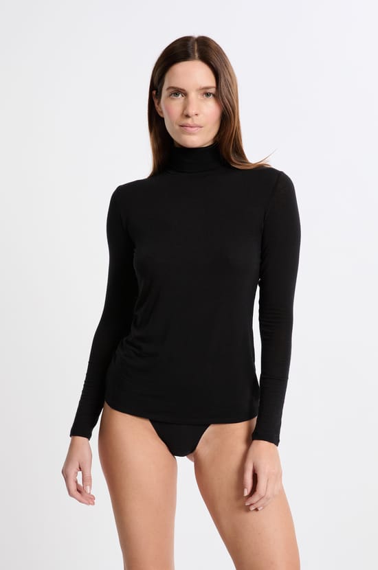 T-shirt thermique col roulé avec cachemire;${refinementColor}