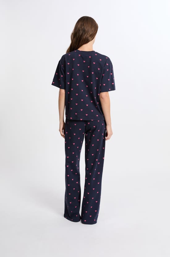 Ensemble de pyjama à motifs coeurs en coton;${refinementColor}