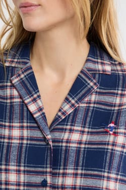 Checkered Cotton Pyjama Shirt;${refinementColor}