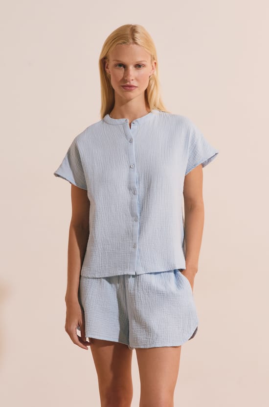 Chemise de pyjama en gaze de coton;${refinementColor}
