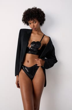 Soutien-gorge bustier coeur coques fines en sequins;${refinementColor}