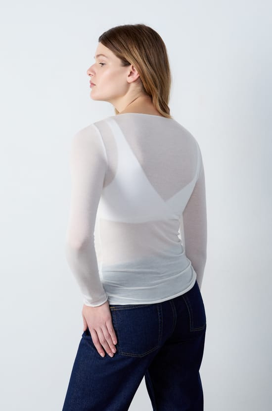 Long Sleeve Thermal Knit T-Shirt With Cashmere;${refinementColor}