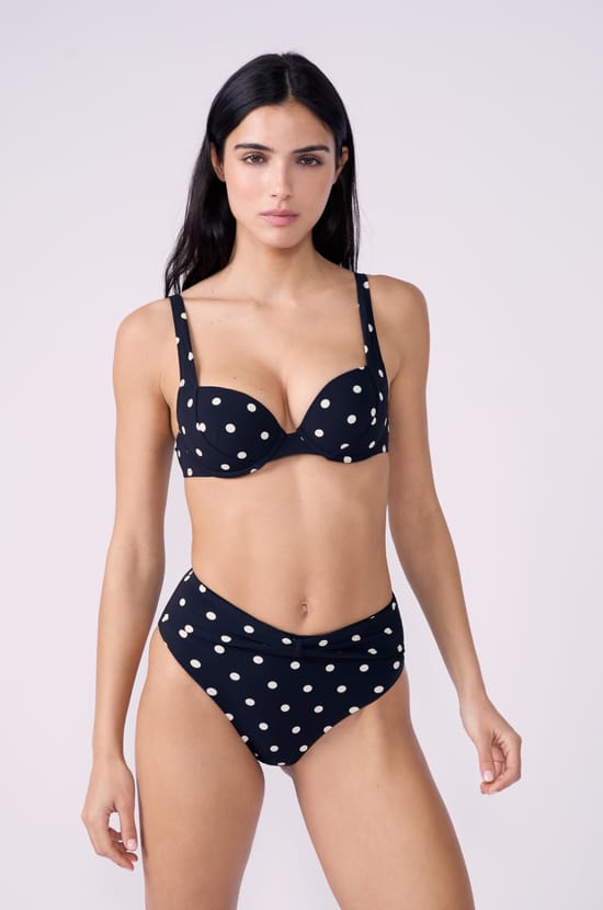 Culotte bikini taille haute à pois;${refinementColor}