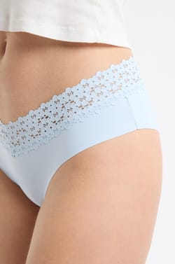 Hipster V-shape en microfibre et dentelle;${refinementColor}