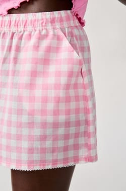 Cotton checked shorts;${refinementColor}