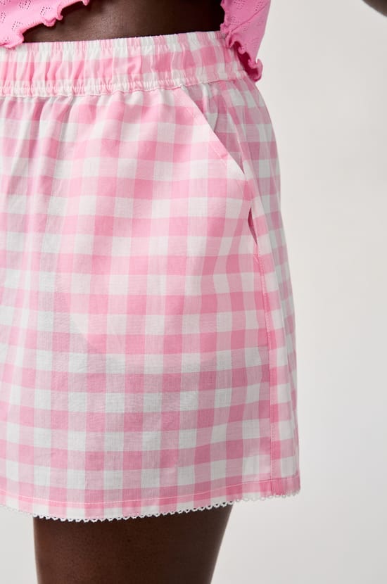 Short en coton à carreaux;${refinementColor}