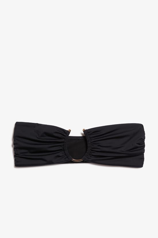Strapless Bikini Top with Satin Ring Detail;${refinementColor}