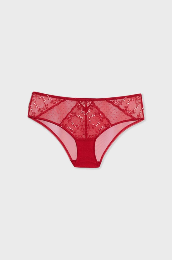 Embroidered Tulle Boyshorts;${refinementColor}
