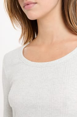 Camiseta de pijama de algod&oacute;n acanalado de manga larga;${refinementColor}