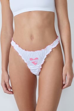 Embroidered Satin Bloomer Thong;${refinementColor}