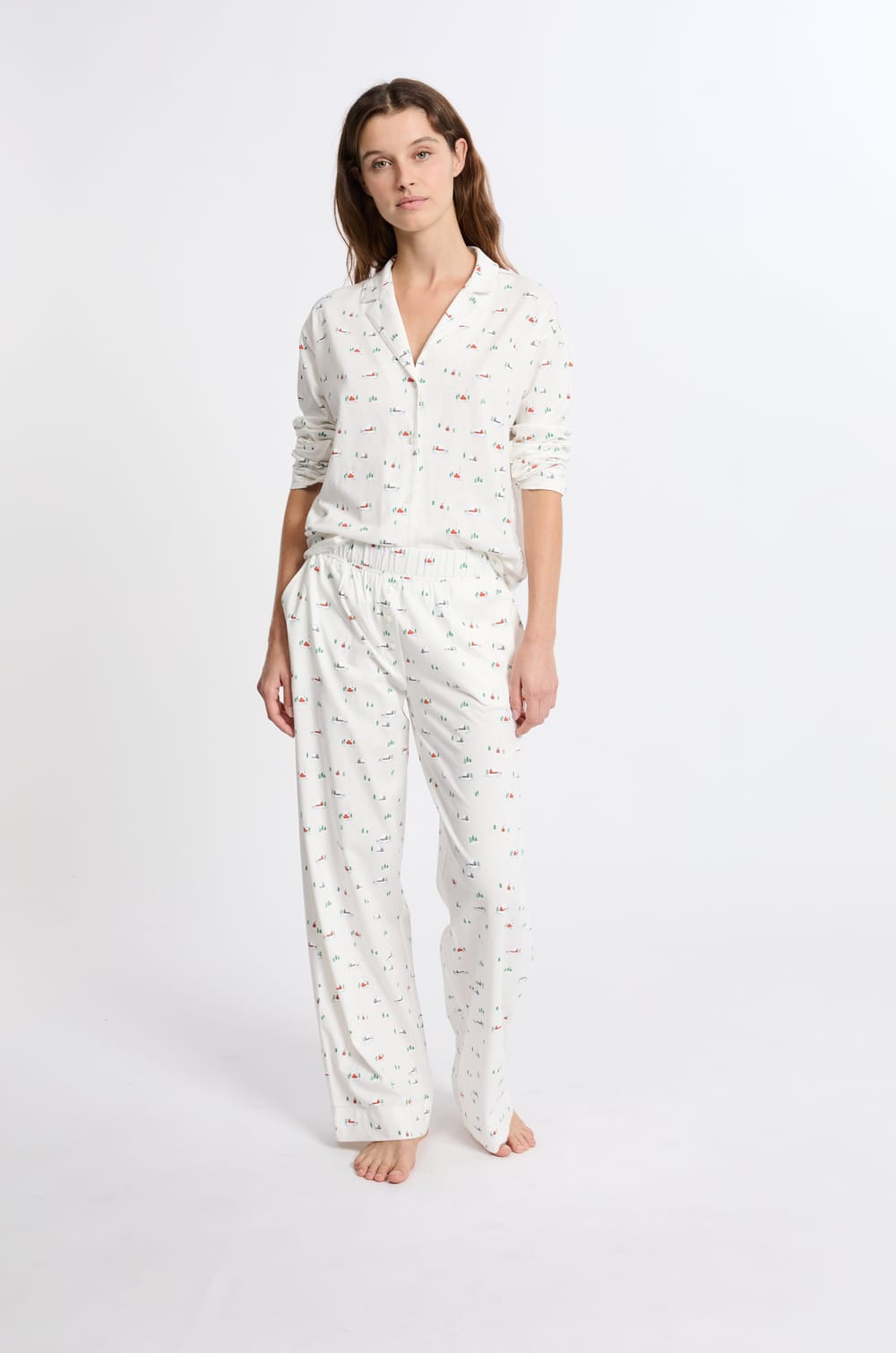 Pantalon de pyjama à motifs en coton;${refinementColor}