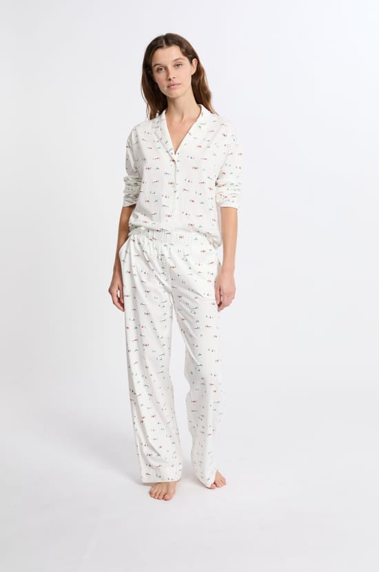 Pantalon de pyjama à motifs en coton;${refinementColor}