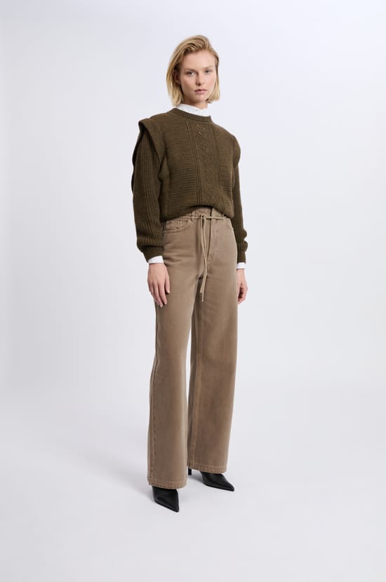 Pantalon large avec cordon en coton;${refinementColor}