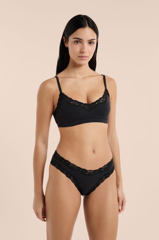Brassi&egrave;re en microfibre et dentelle;${refinementColor}