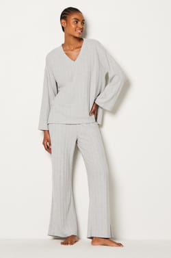 Gerippter Pyjama-Sweatshirt;${refinementColor}