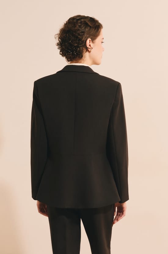 Blazer droit &agrave; col tailleur;${refinementColor}