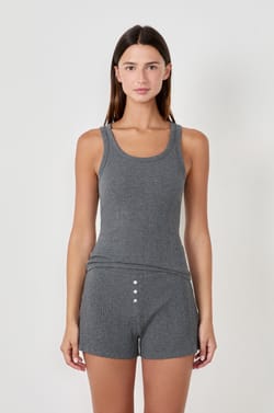 Straight-cut ribbed cotton pyjama shorts;${refinementColor}