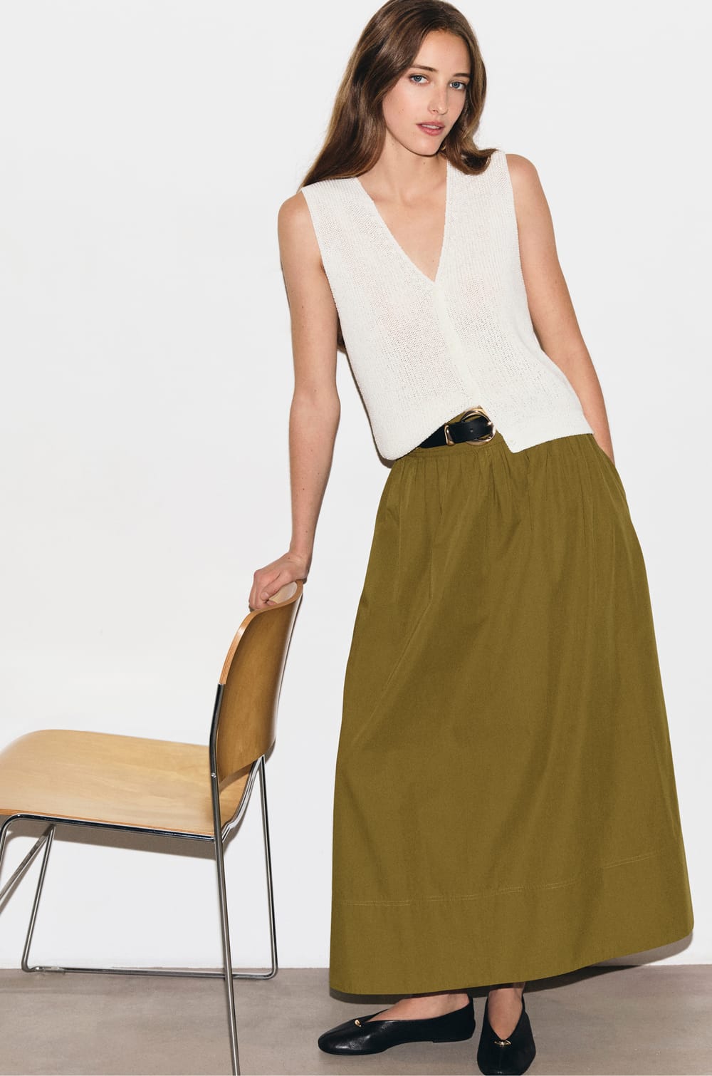 Jupe longue en coton;${refinementColor}