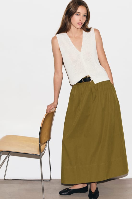 Jupe longue en coton;${refinementColor}