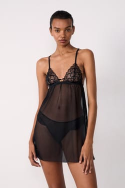 Short Transparent Voile Nightdress with Hearts;${refinementColor}