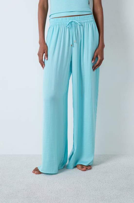 Wide-cut satin trousers;${refinementColor}