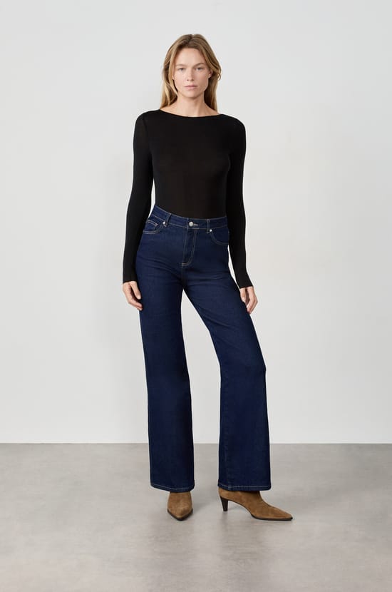 T-shirt manches longues col bateau;${refinementColor}