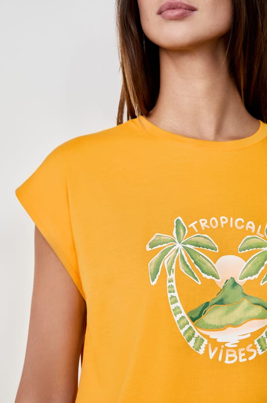 Cotton T-shirt "Tropical vibes;${refinementColor}