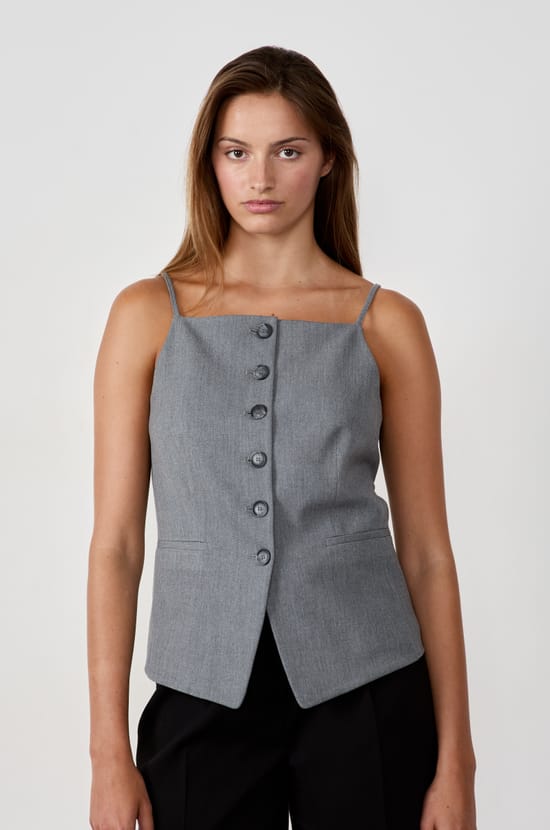 Gilet sans manches à boutons;${refinementColor}